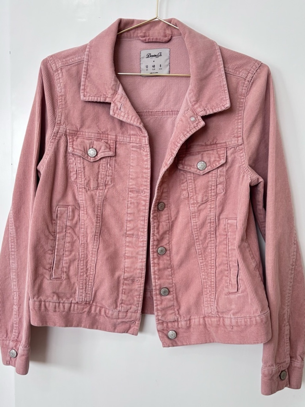 Denim&Co| Vintage Y2K Rose Pink Thin Corduroy Jean Jacket Sz 8